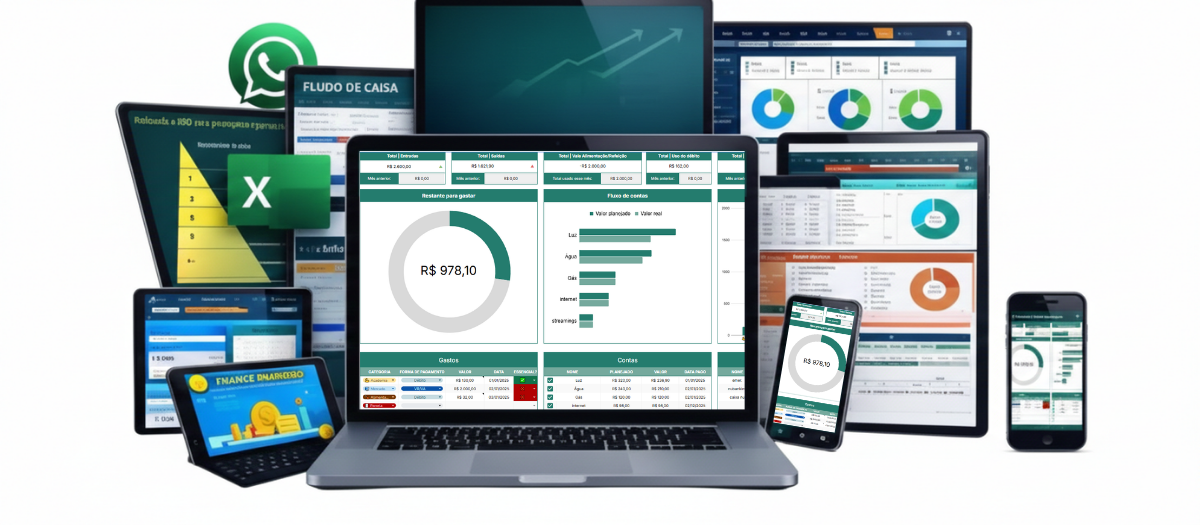 Demonstração da Planilha em vários dispositivos